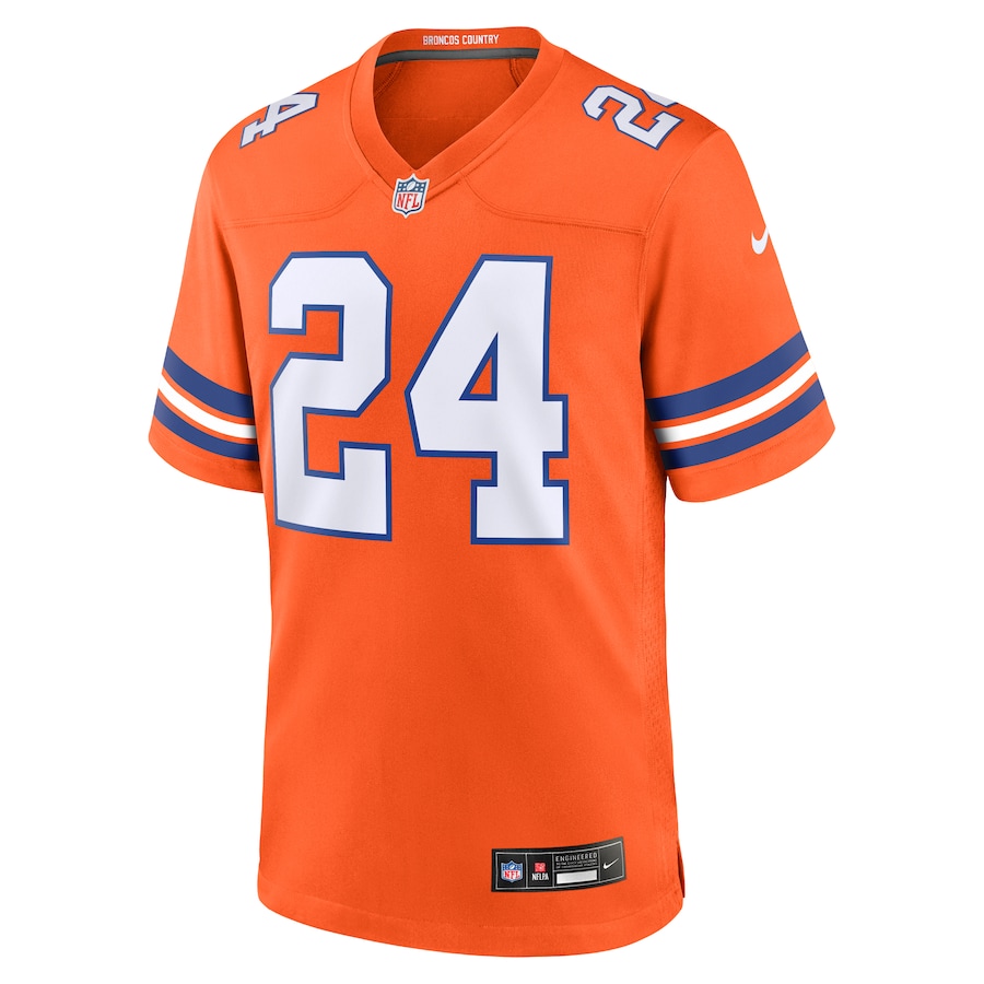 Denver Broncos Champ Bailey Nike Orange Mile High Collection 1977 Throwback Retired Player Game Jersey