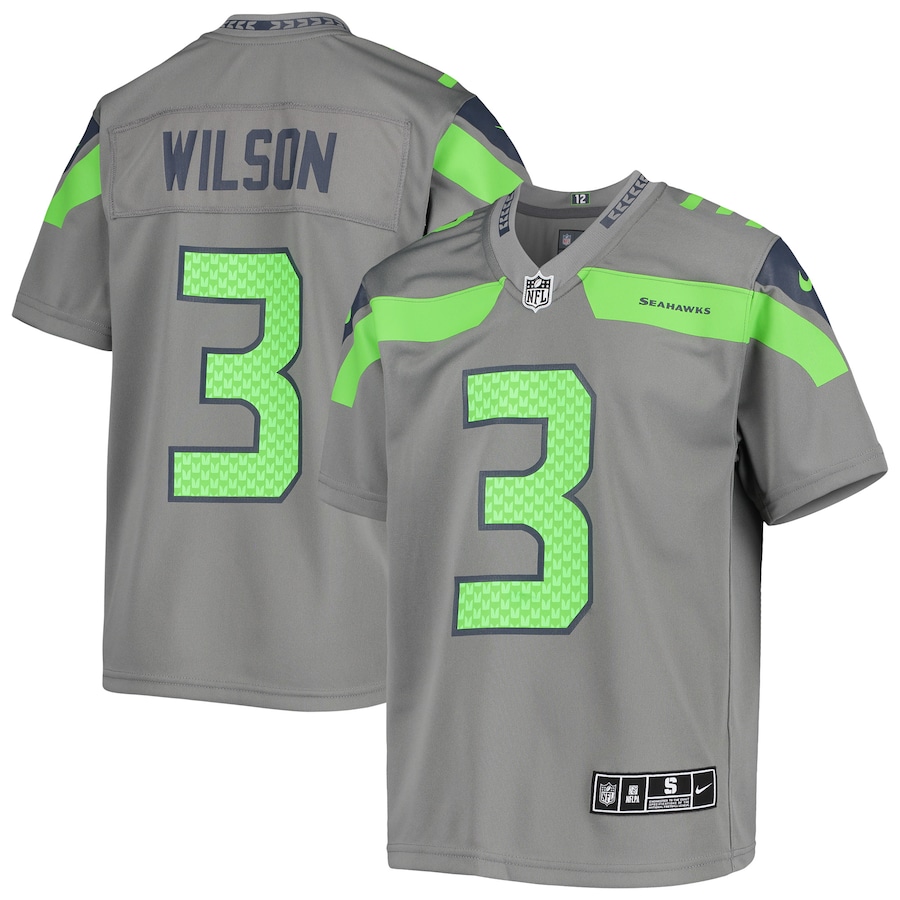 Russell Wilson Seattle Seahawks Nike Youth Inverted Team Game Jersey – Gray