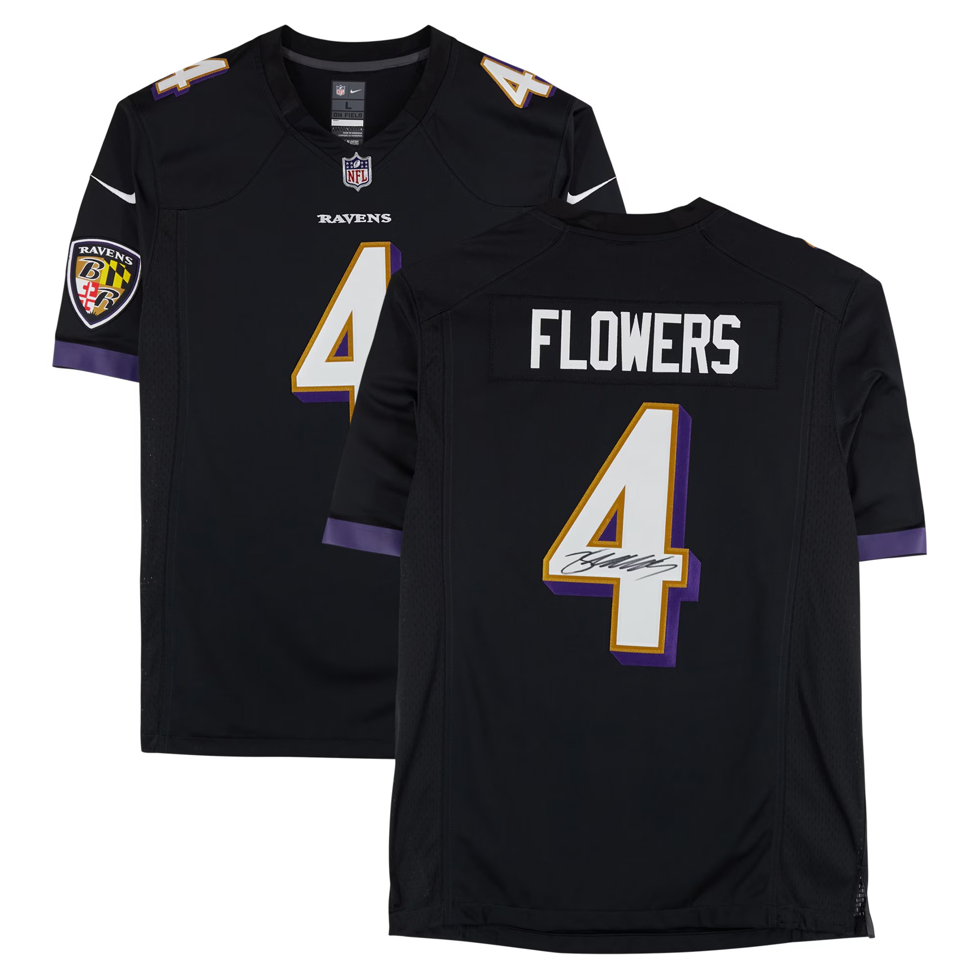 Zay Flowers Baltimore Ravens Autographed Black Nike Jersey