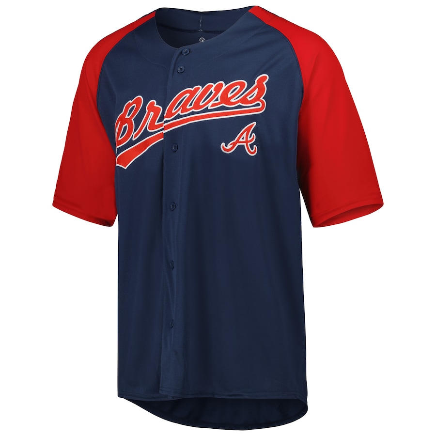 Atlanta Braves Stitches Navy Button-Down Raglan Fashion Jersey