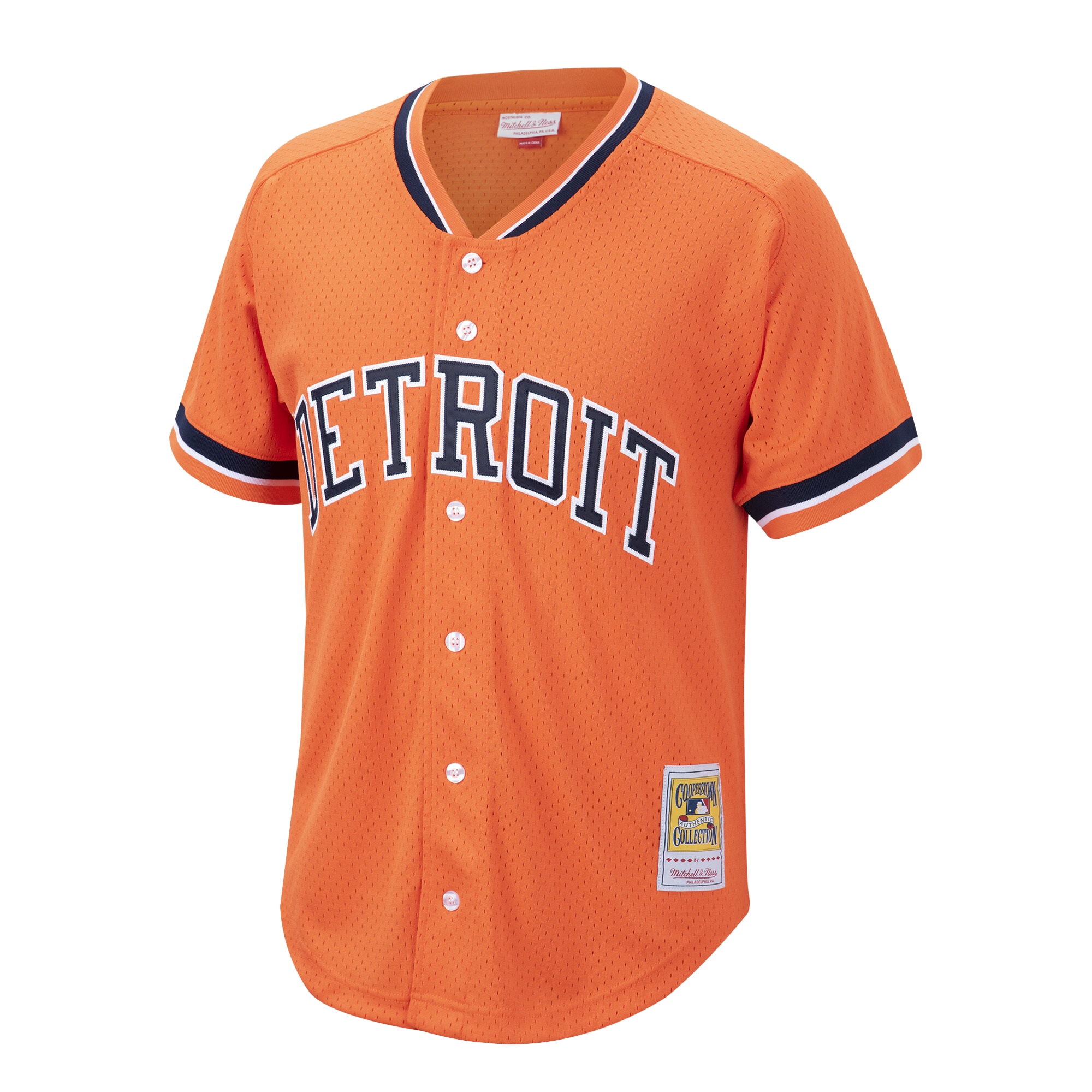 MLB Men’s Detroit Tigers Kirk Gibson Mitchell & Ness Orange Cooperstown Collection Mesh Batting Practice Button-Up Jersey