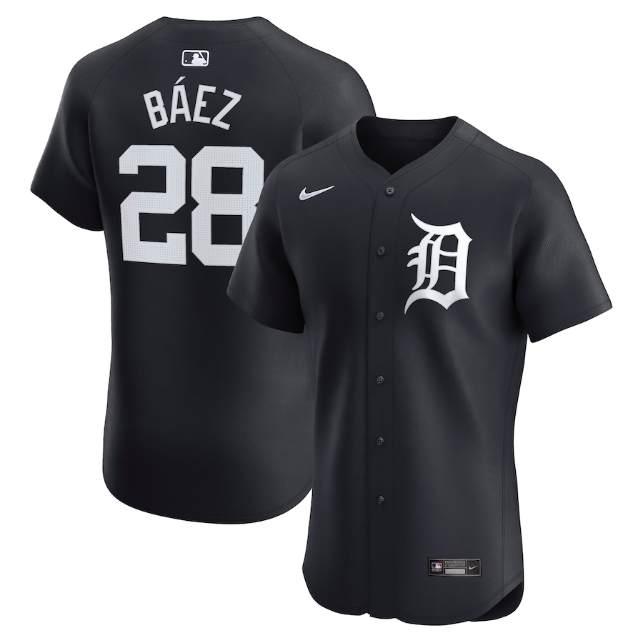 MLB Men’s Detroit Tigers Javier Baez Nike Navy Alternate Elite Player Jersey