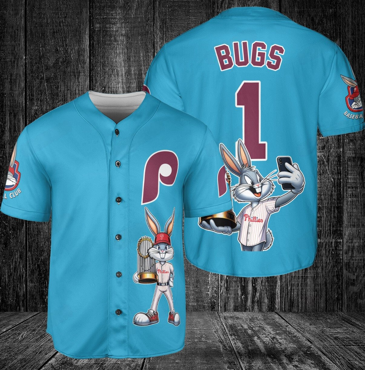 Philadelphia Phillies Bugs Bunny Baseball Jersey Blue