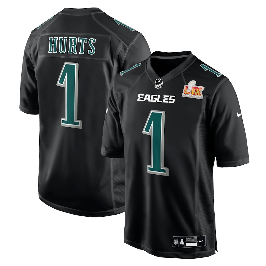 Jalen Hurts Philadelphia Eagles Nike Super Bowl LIX Fashion Game Player Jersey – Carbon Black