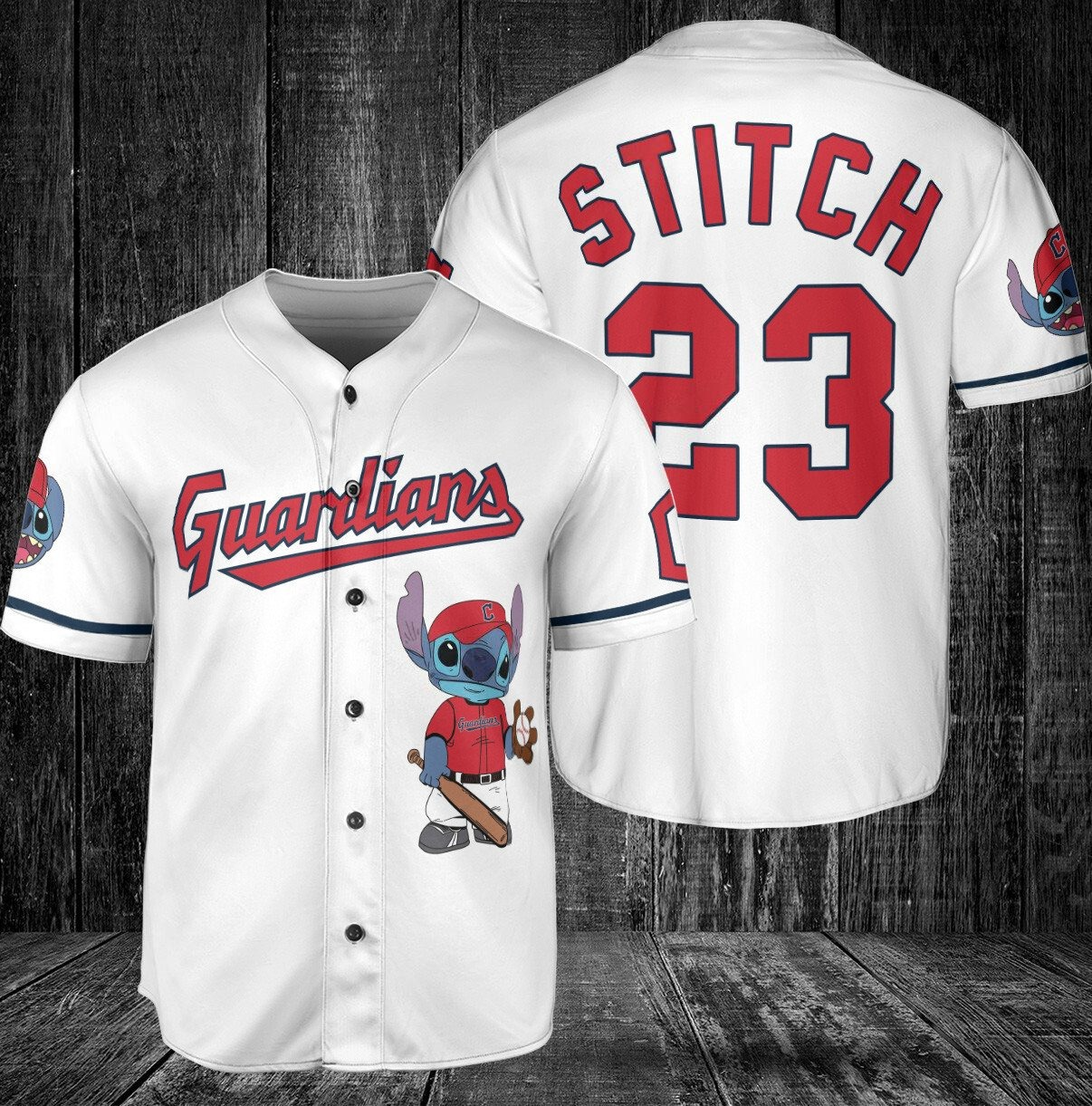Cleveland Guardians Lilo & Stitch Baseball Jersey White