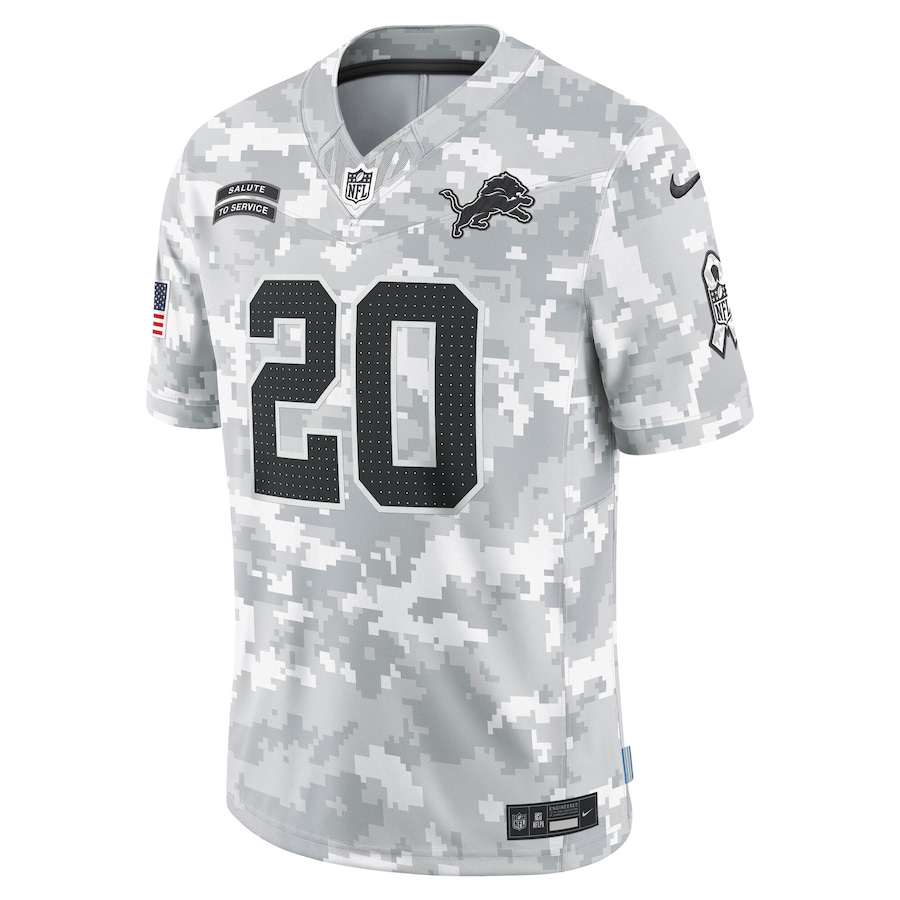 Detroit Lions Barry Sanders Nike Arctic Camo 2024 Salute to Service Retired Player Limited Jersey