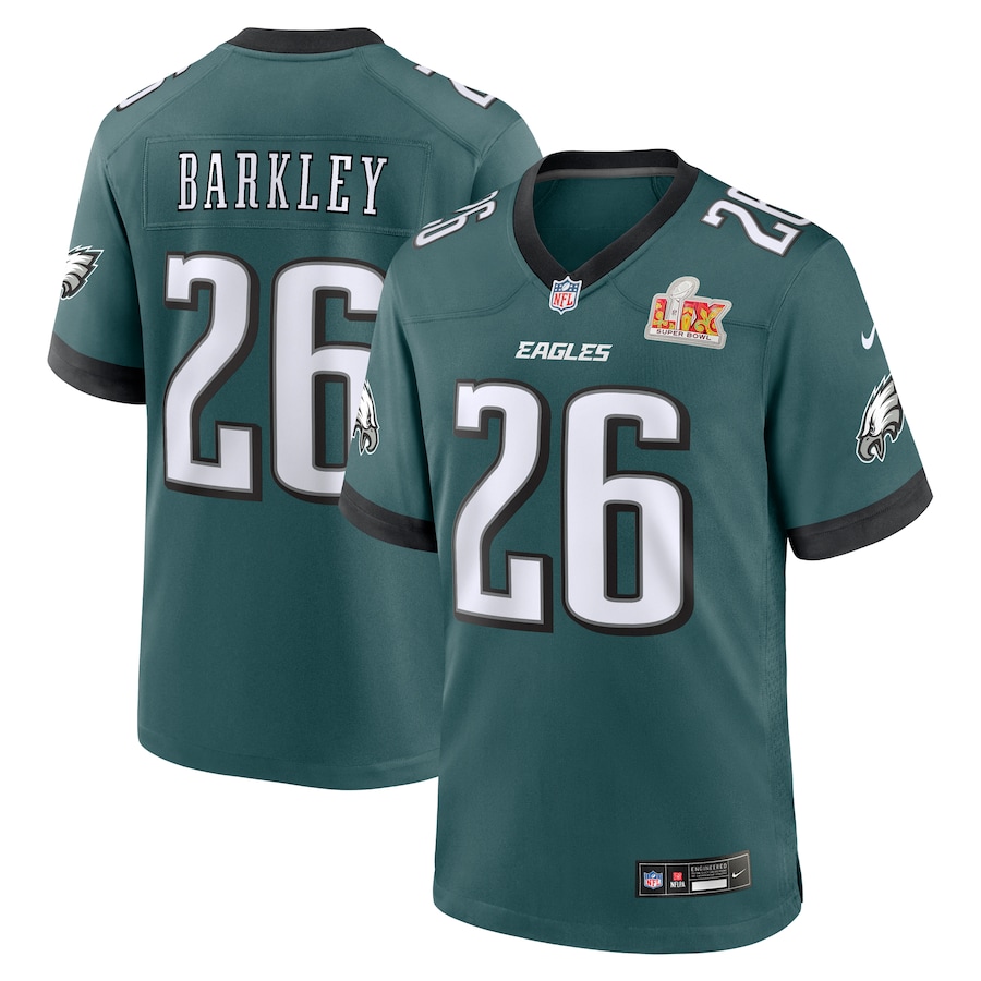 Saquon Barkley Philadelphia Eagles Nike Super Bowl LIX Game Player Jersey – Midnight Green