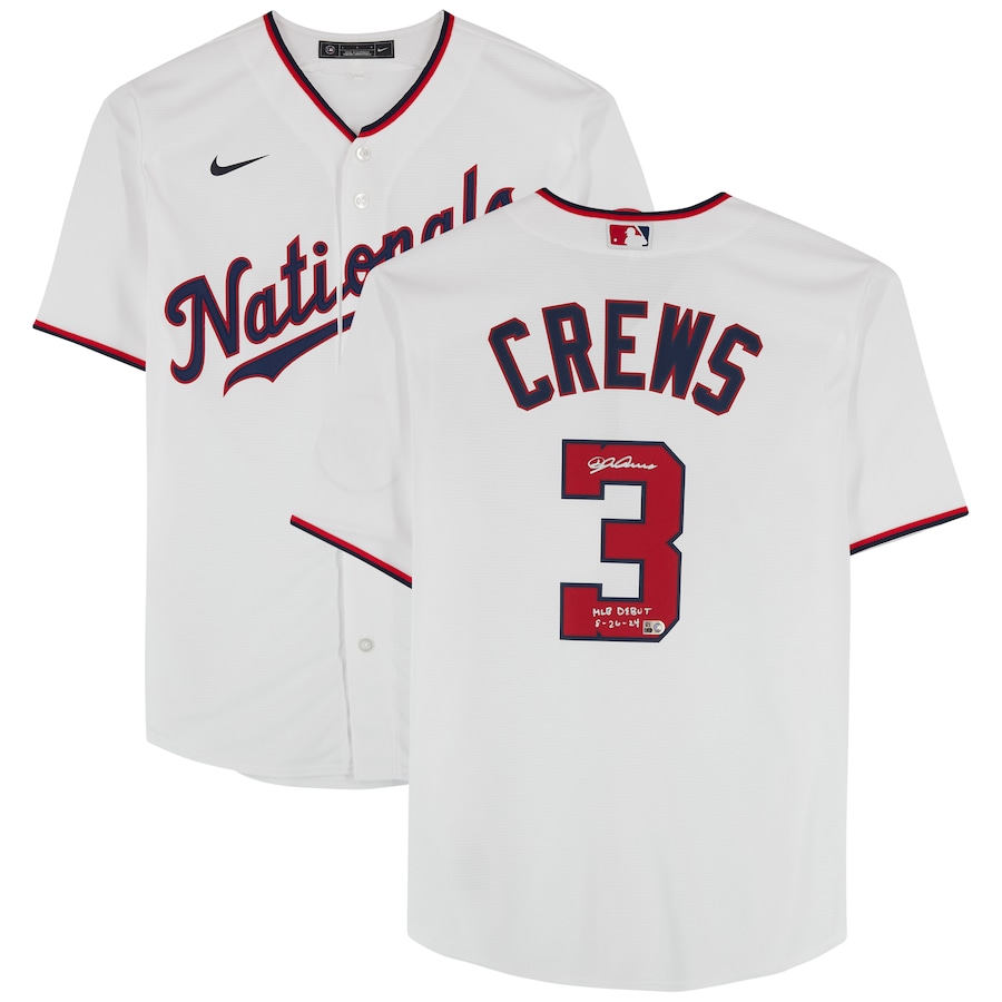Dylan Crews Washington Nationals Autographed Fanatics Authentic Nike White Replica Jersey