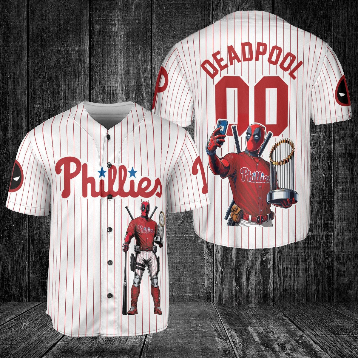 Philadelphia Phillies Deadpool Baseball Jersey White
