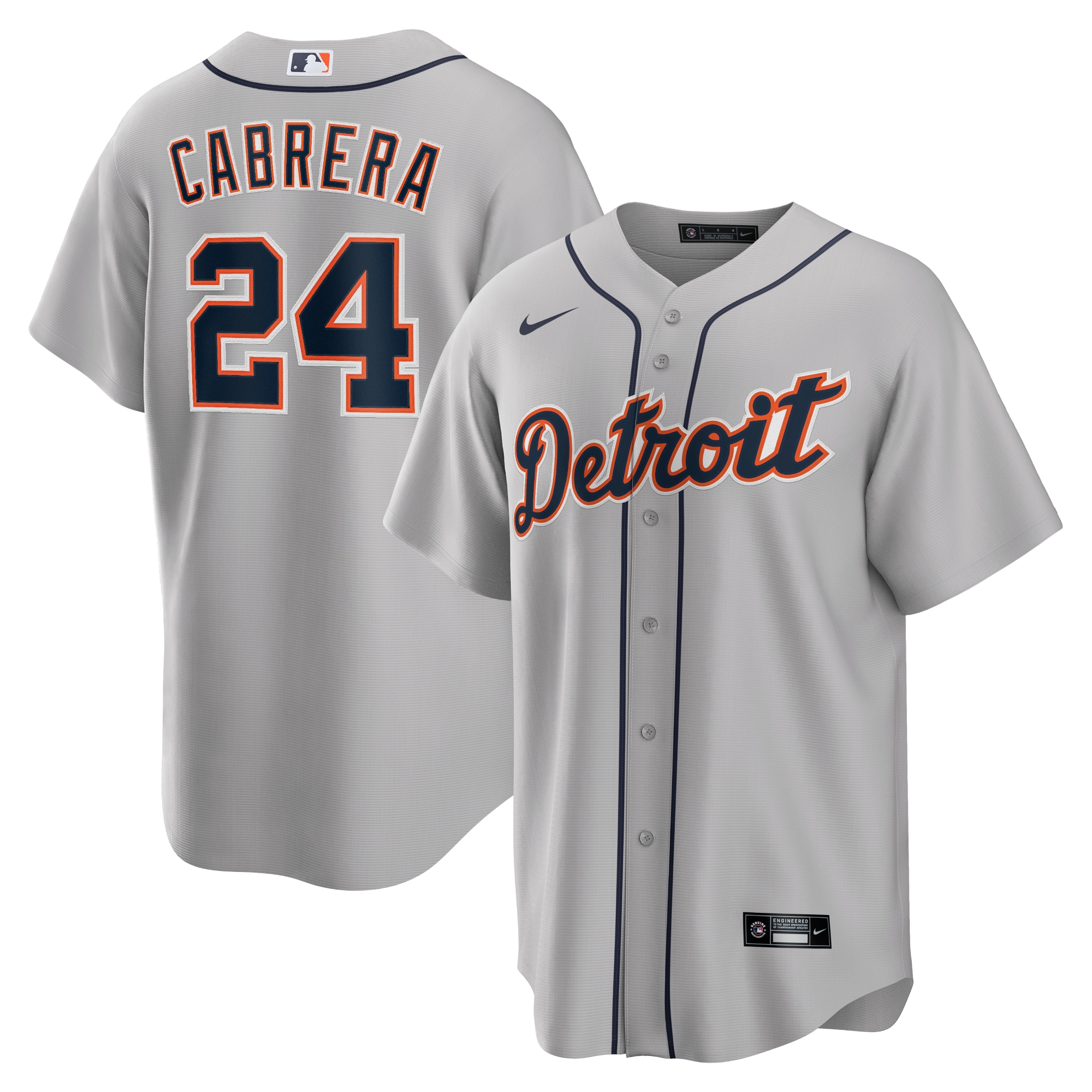 MLB Men’s Detroit Tigers Miguel Cabrera Nike Gray Road Replica Player Name Jersey