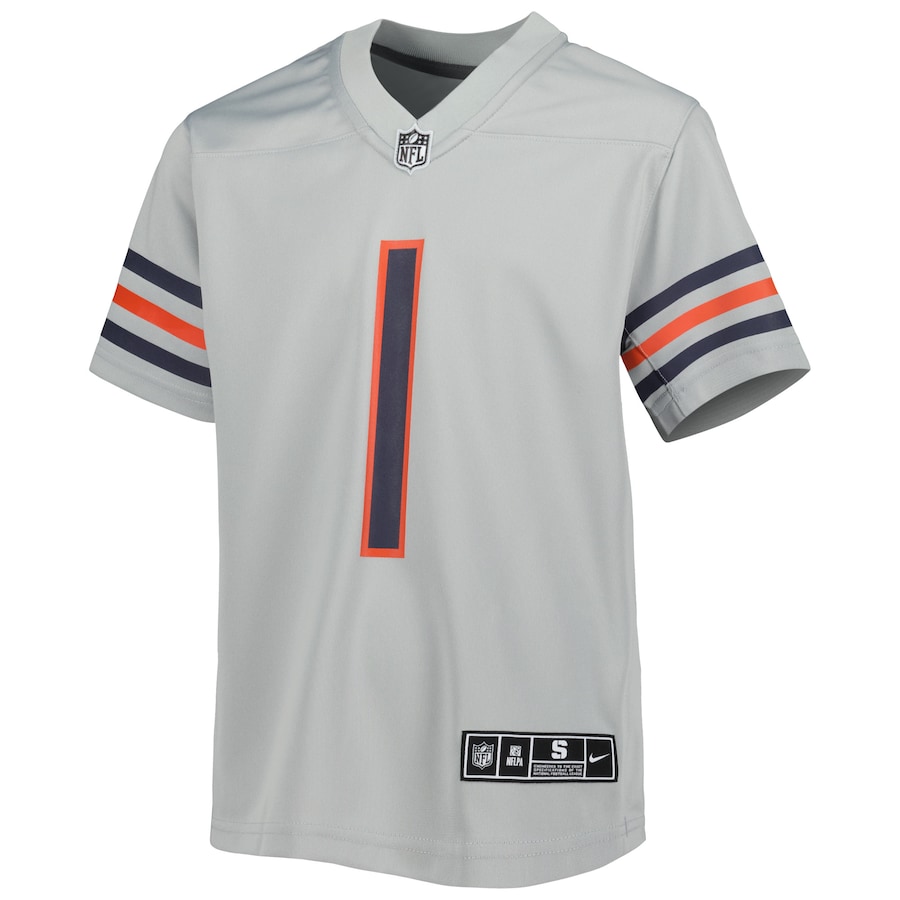 Chicago Bears Justin Fields Nike Gray Inverted Game Jersey