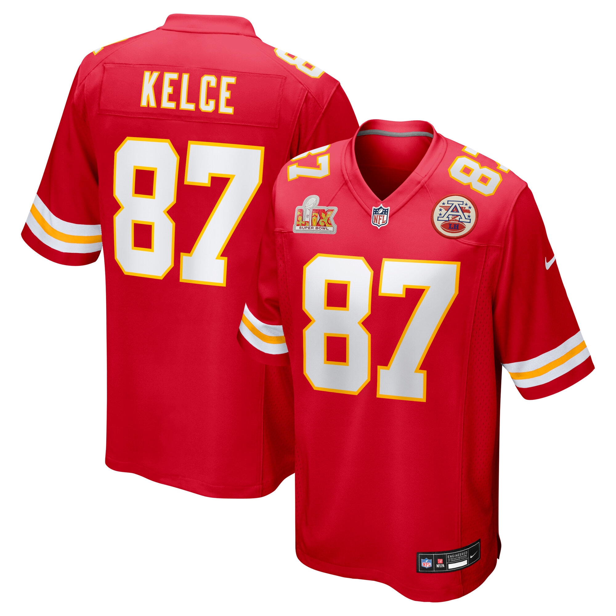 Kansas City Chiefs Travis Kelce Nike Red Super Bowl LIX Game Jersey