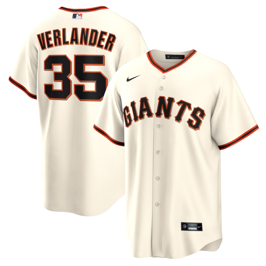 Men’s San Francisco Giants Justin Verlander Nike Cream Home Replica Jersey