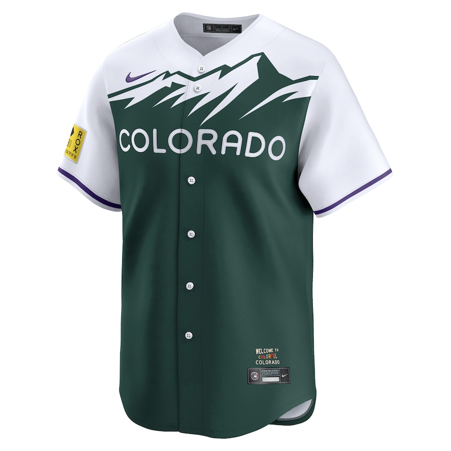 Nike Colorado Rockies Youth Green City Connect Limited Jersey.