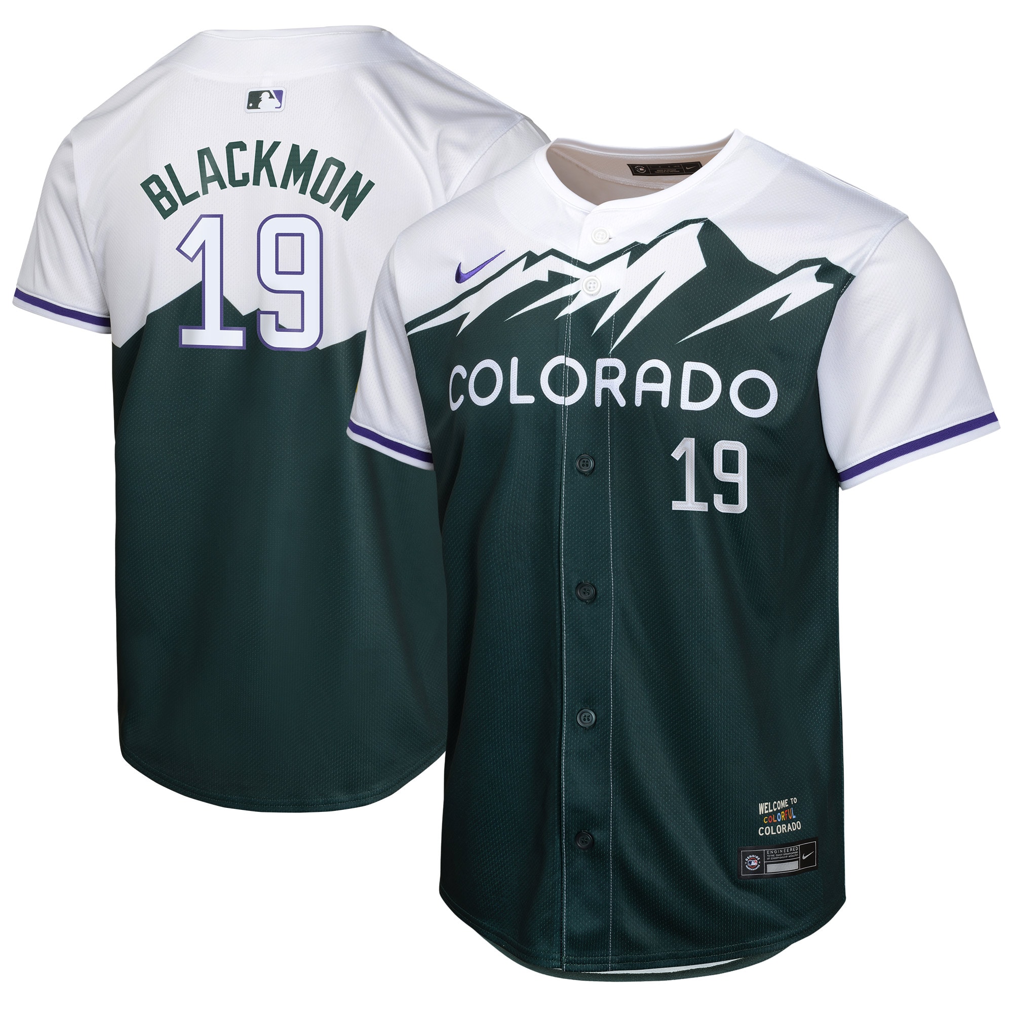 Men’s Colorado Rockies Charlie Blackmon Nike Green City Connect Replica Player Jersey.
