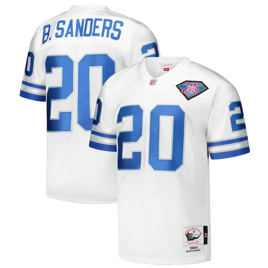 Detroit Lions 1994 Barry Sanders Mitchell & Ness White Authentic Throwback Retired Player Jersey