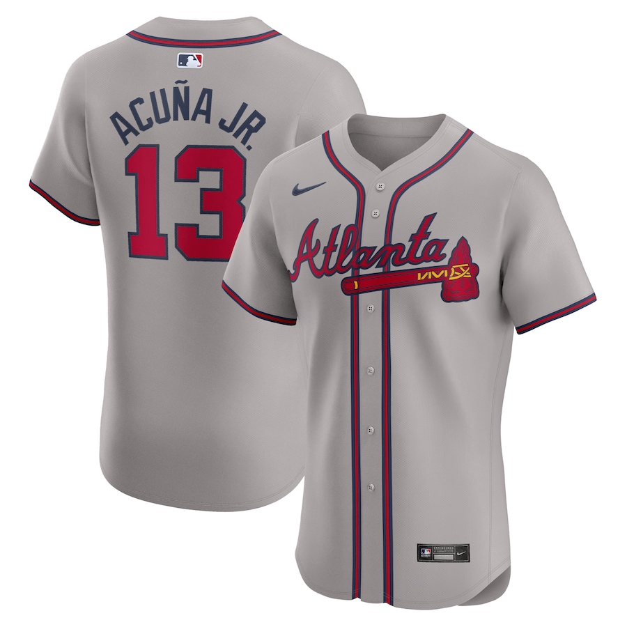 Atlanta Braves Ronald Acuña Jr. Nike Gray Road Elite Player Jersey