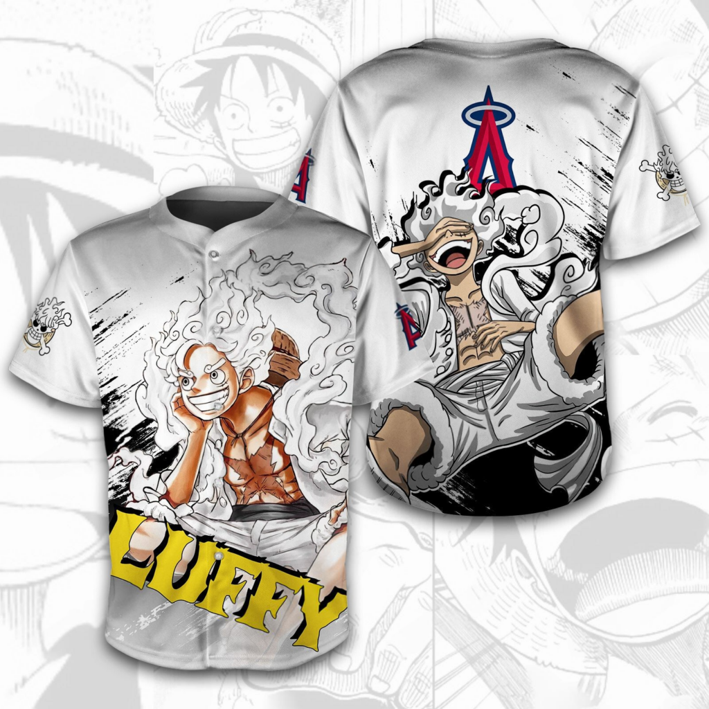 Los Angeles Angels x One Piece Luffy Gear 5 Joy Boy Awakening MLB Baseball Jersey