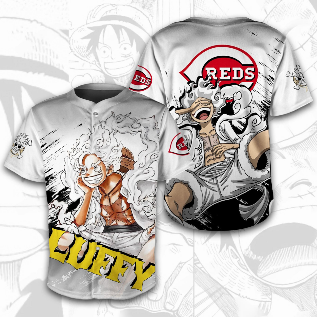 Cincinnati Reds x One Piece Luffy Gear 5 Joy Boy Awakening Baseball Jersey