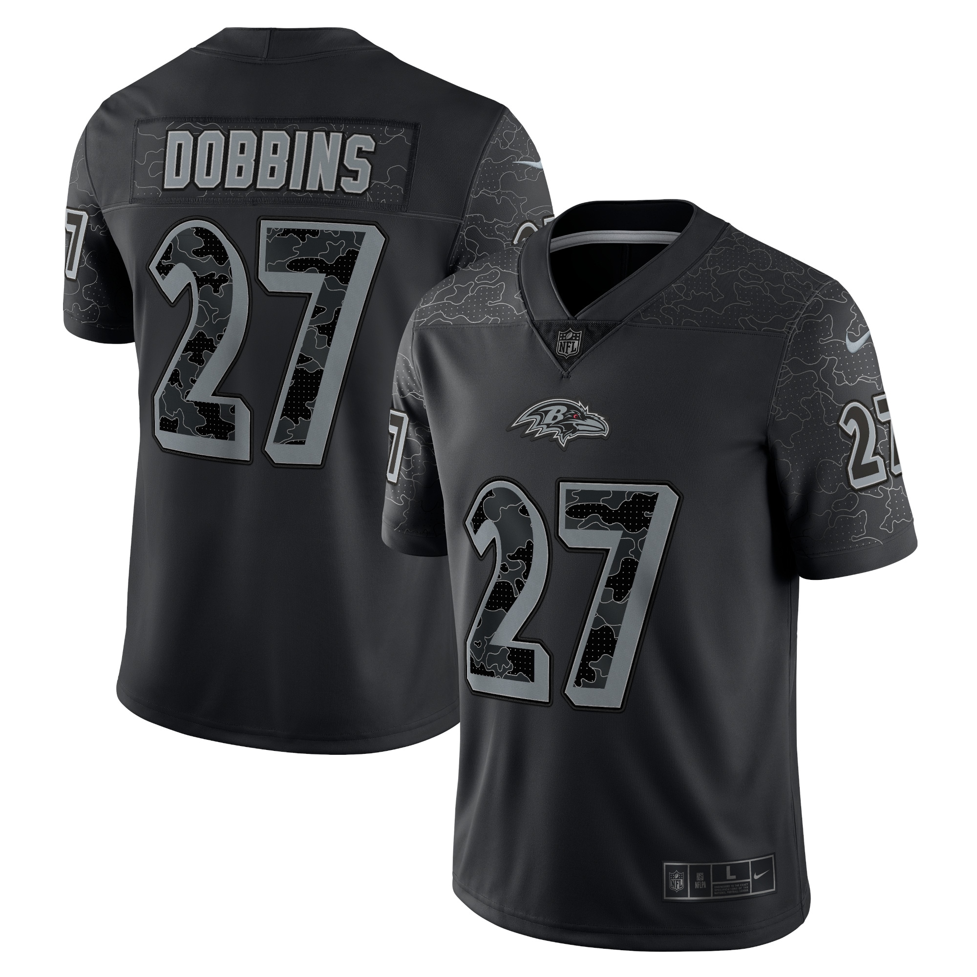 Baltimore Ravens J.K. Dobbins Nike Black RFLCTV Limited Jersey