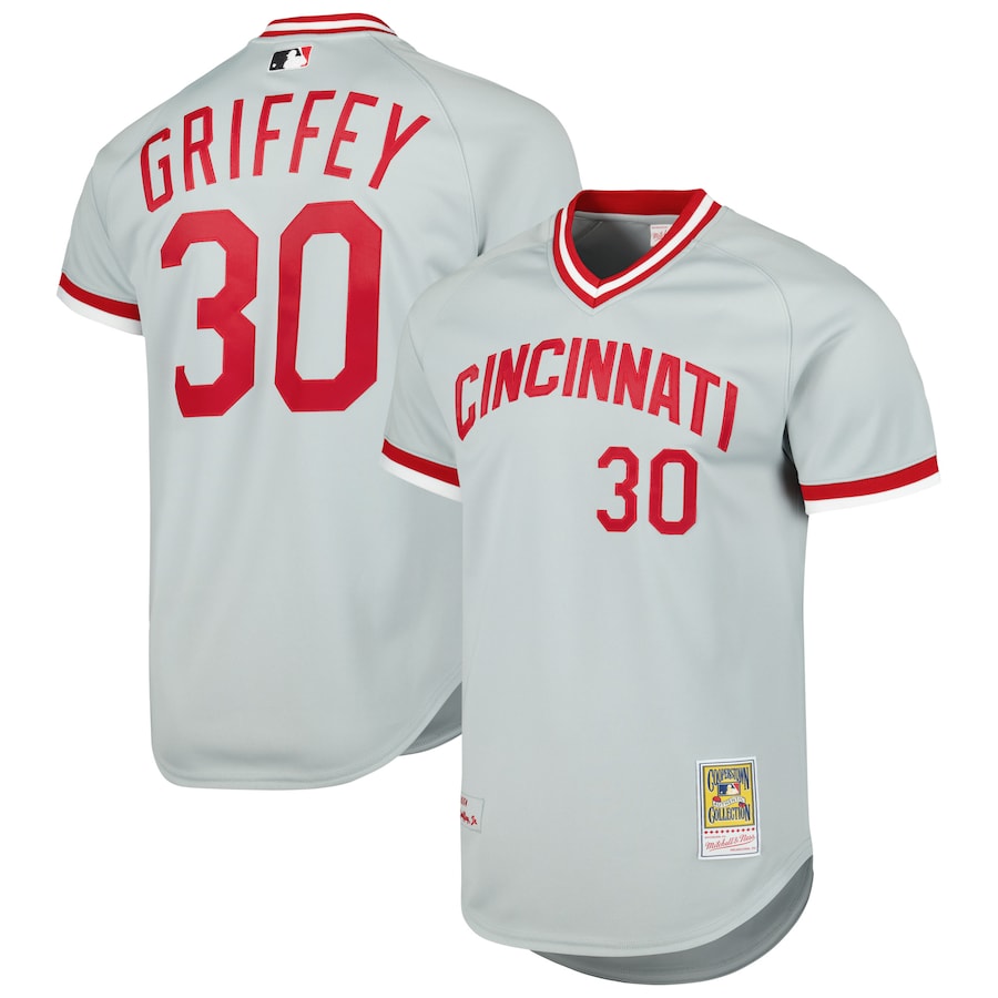 Men’s Cincinnati Reds Ken Griffey Jr. Mitchell & Ness Gray 2004 Cooperstown Collection Authentic Throwback Jersey