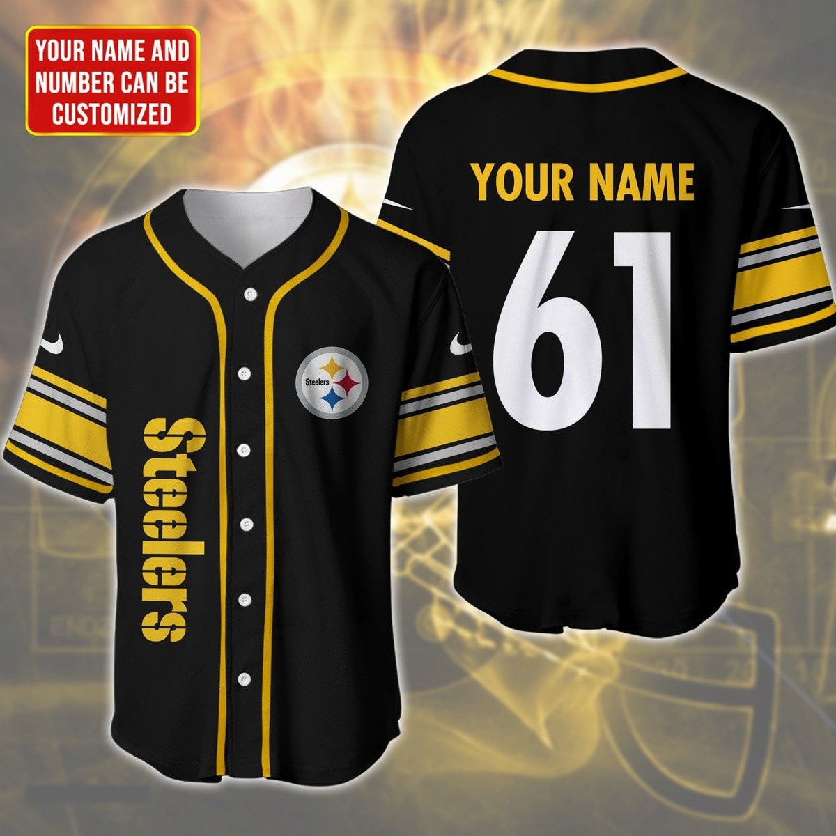 Pittsburgh Steelers – Baseball Jersey Shirt 3D P280303
