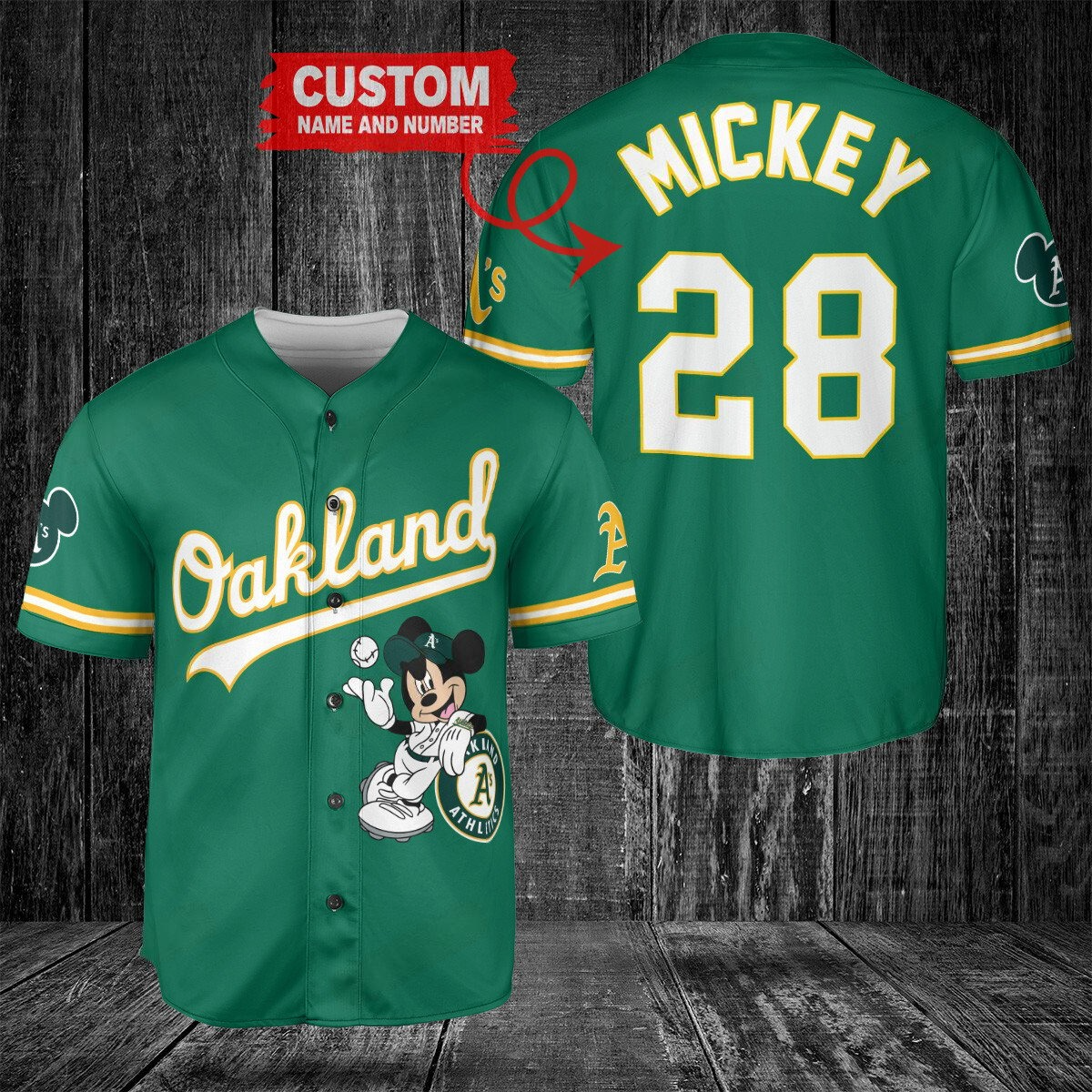 Oakland Athletics Mickey Mouse x Oakland Athletics Baseball Jersey
