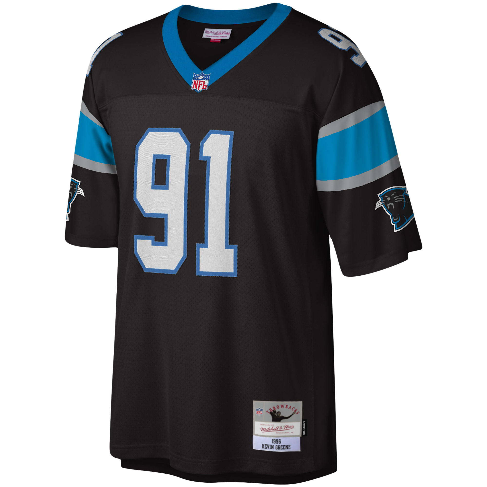 Carolina Panthers Kevin Greene Mitchell & Ness Black Legacy Replica Jersey