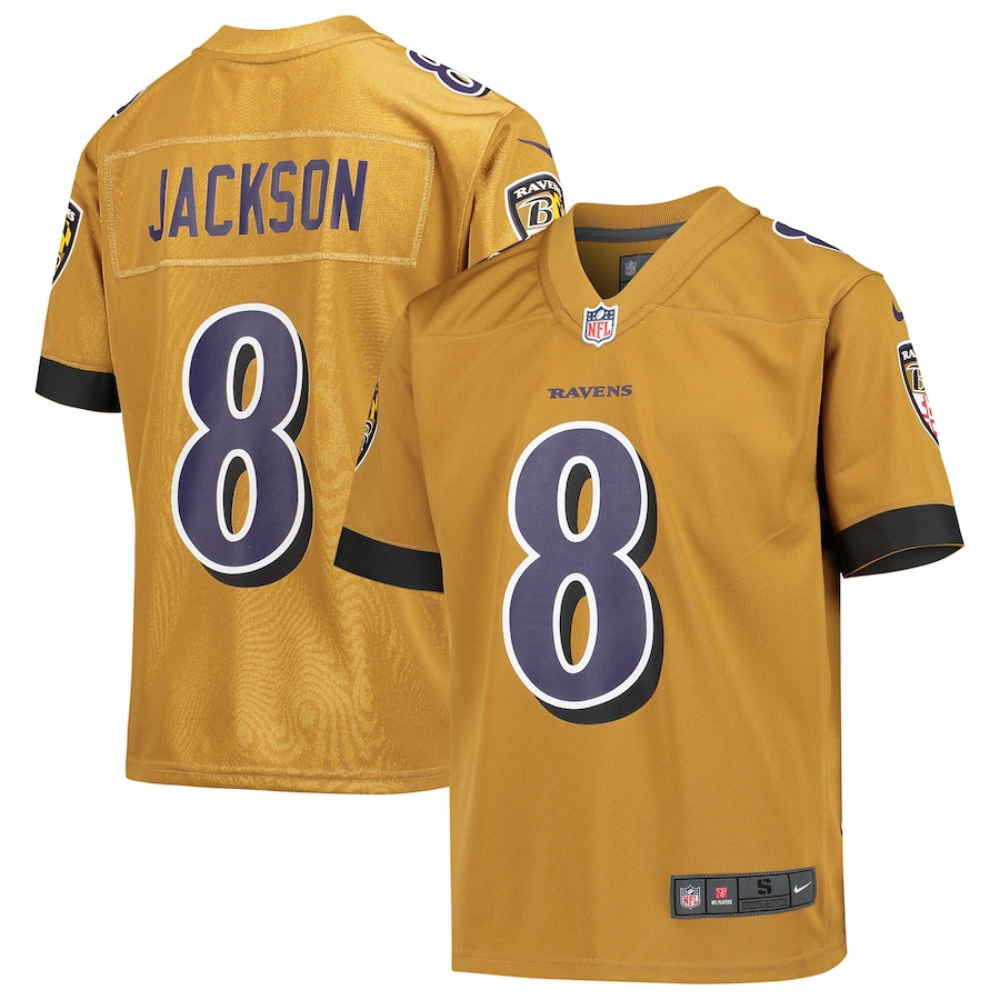 Baltimore Ravens Lamar Jackson Nike Gold Inverted Team Game Jersey