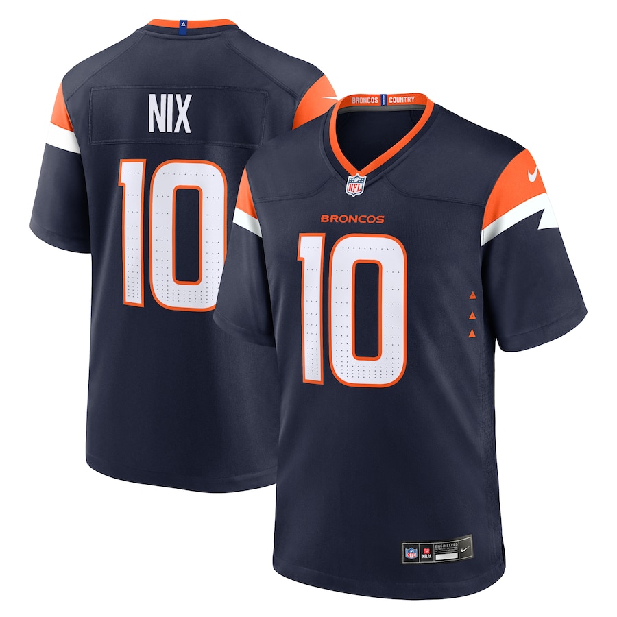 Denver Broncos Bo Nix Nike Navy Alternate Game Jersey