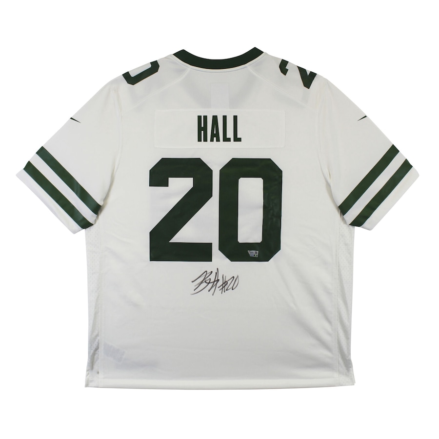 Jets Breece Hall Signed White Nike Game Jersey Autographed Fanatics