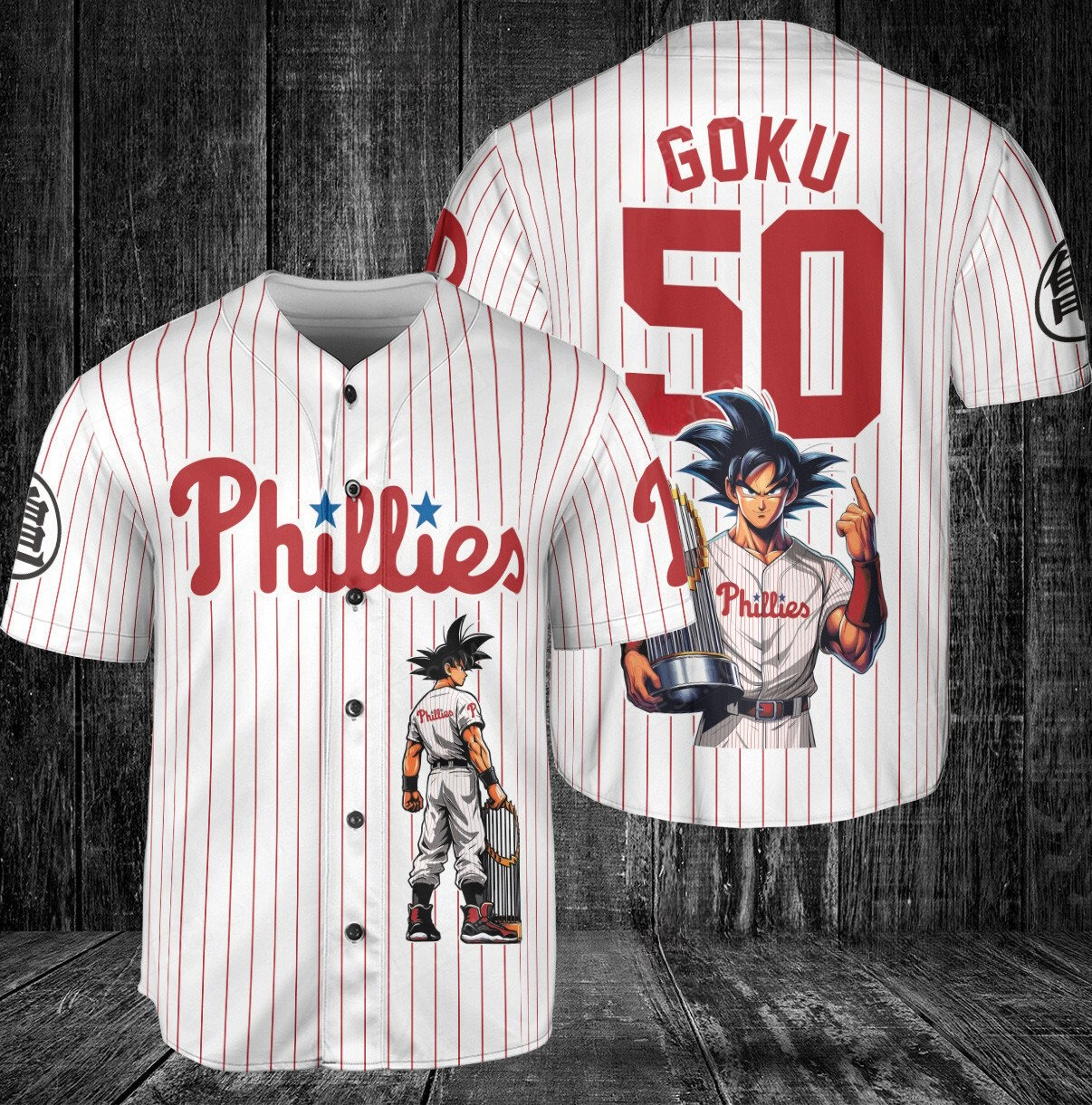Philadelphia Phillies Dragon Ball Son Goku Baseball Jersey White