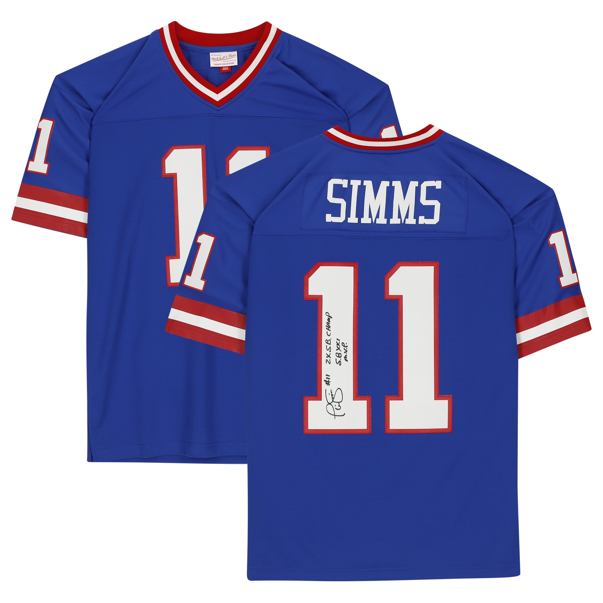 Phil Simms New York Giants Autographed Royal Replica Jersey