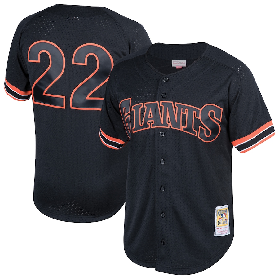 Men’s San Francisco Giants Will Clark Mitchell & Ness Black Cooperstown Collection Mesh Batting Practice Button-Up Jersey