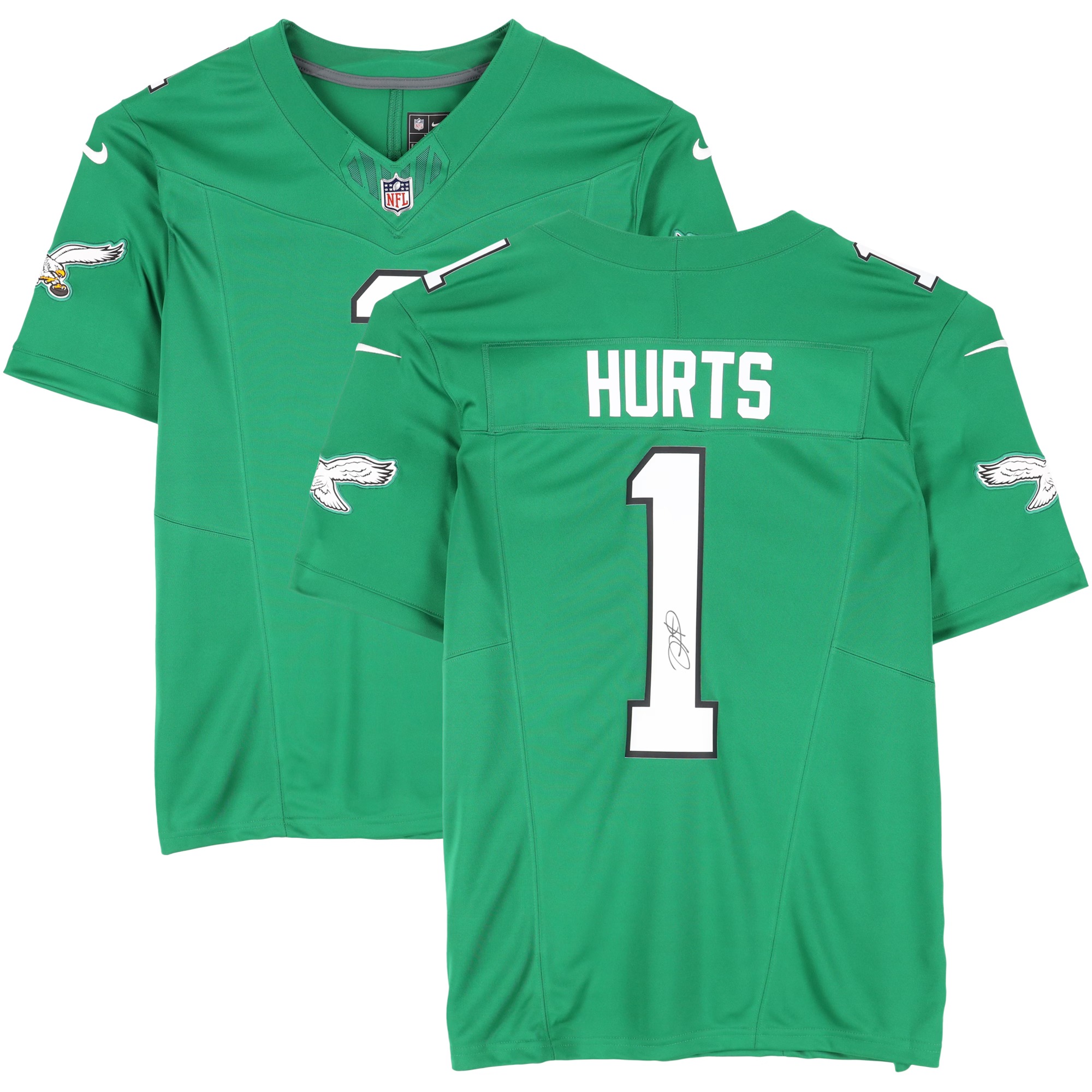 Jalen Hurts Philadelphia Eagles Autographed Throwback Kelly Green Nike Jersey