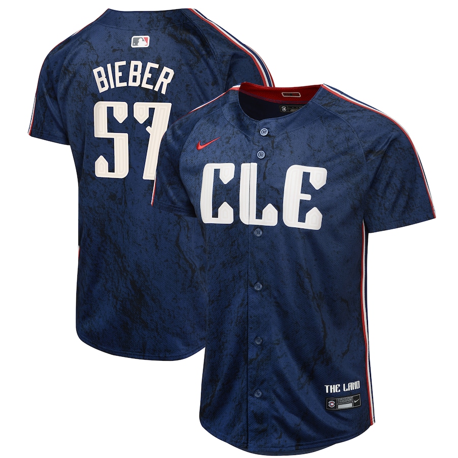 Shane Bieber Cleveland Guardians Nike Youth 2024 City Connect Limited Jersey.