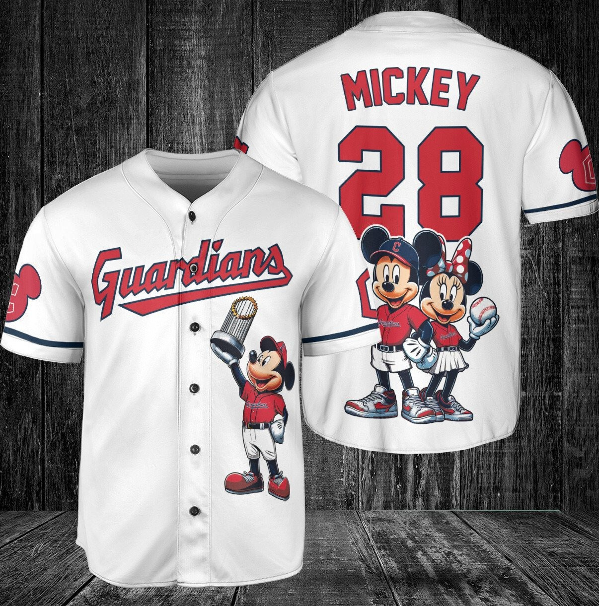 Cleveland Guardians Mickey Mouse White Baseball Jersey