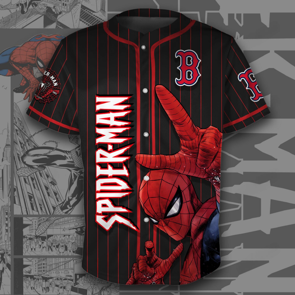 Boston Red Sox x Spiderman Dominate The Game Baseball Jersey