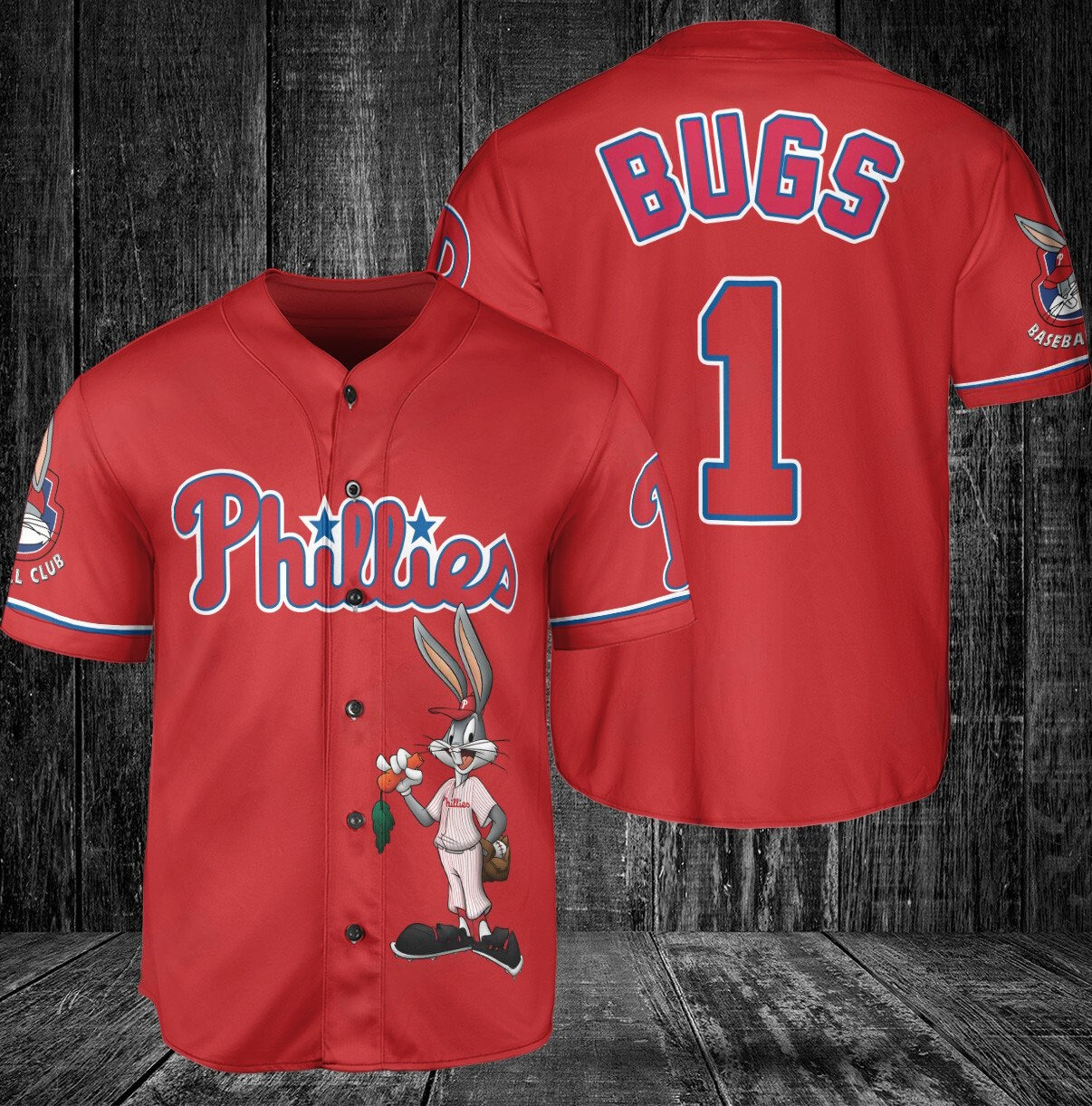 Philadelphia Phillies Looney Tunes Bugs Bunny Baseball Jersey Red