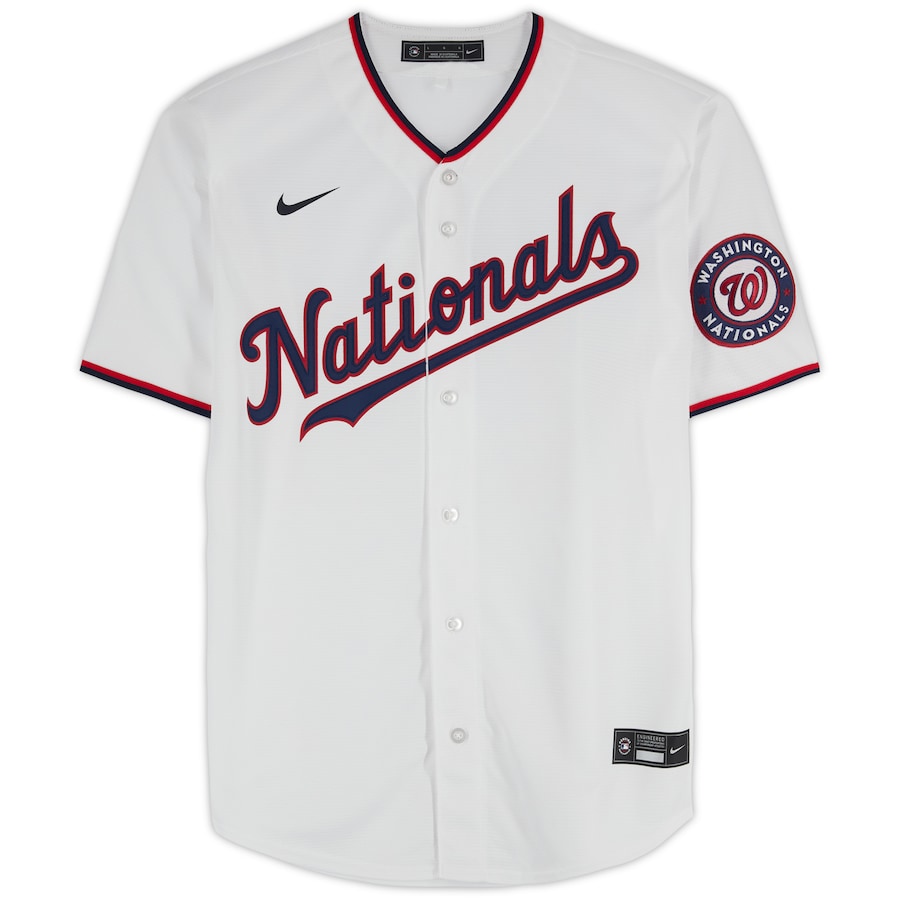 Lane Thomas Washington Nationals Autographed Fanatics Authentic White Nike Replica Jersey with Natitude