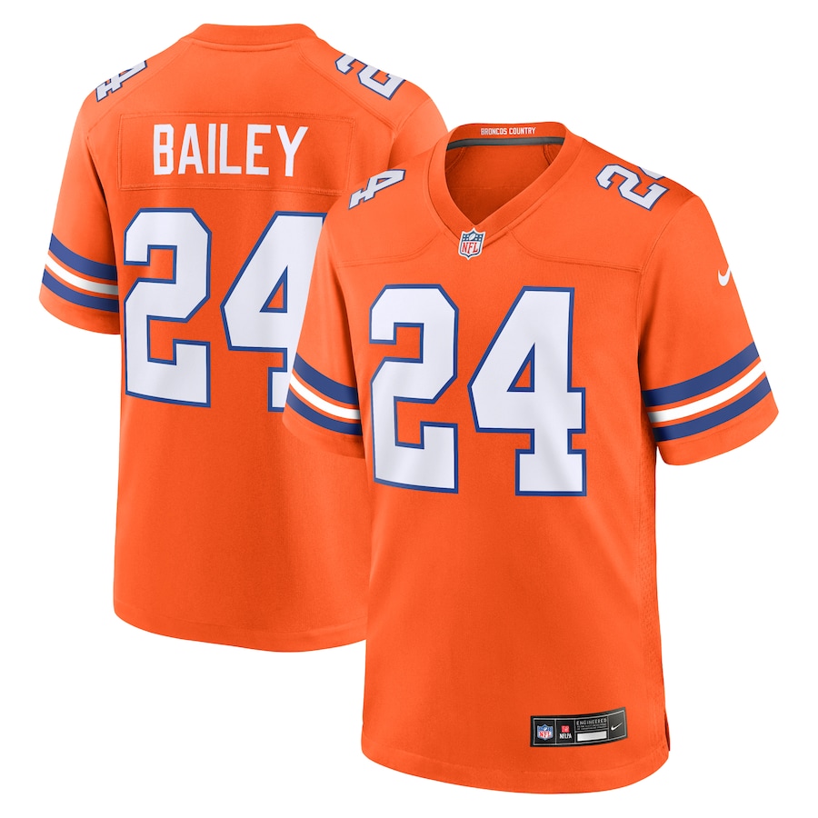 Denver Broncos Champ Bailey Nike Orange Mile High Collection 1977 Throwback Retired Player Game Jersey