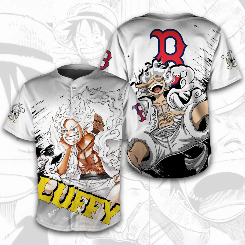 Boston Red Sox x One Piece Luffy Gear 5 Joy Boy Awakening Baseball Jersey
