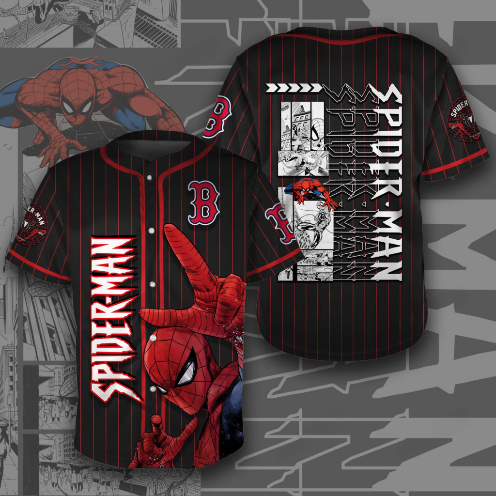 Boston Red Sox x Spiderman Dominate The Game Baseball Jersey