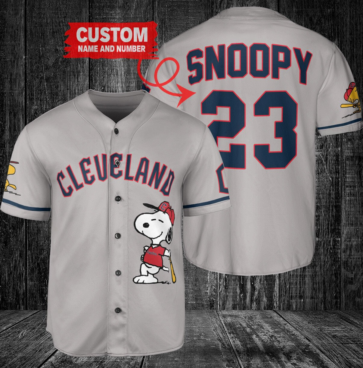 Cleveland Guardians Peanuts Snoopy x Cleveland Guardians Baseball Jersey Wh