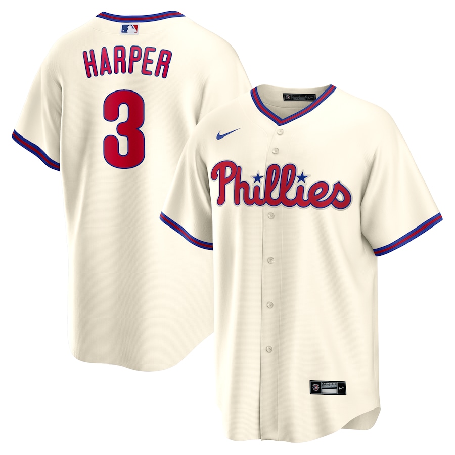 Bryce Harper Philadelphia Phillies Nike Alternate Replica Player Name Jersey – Cream