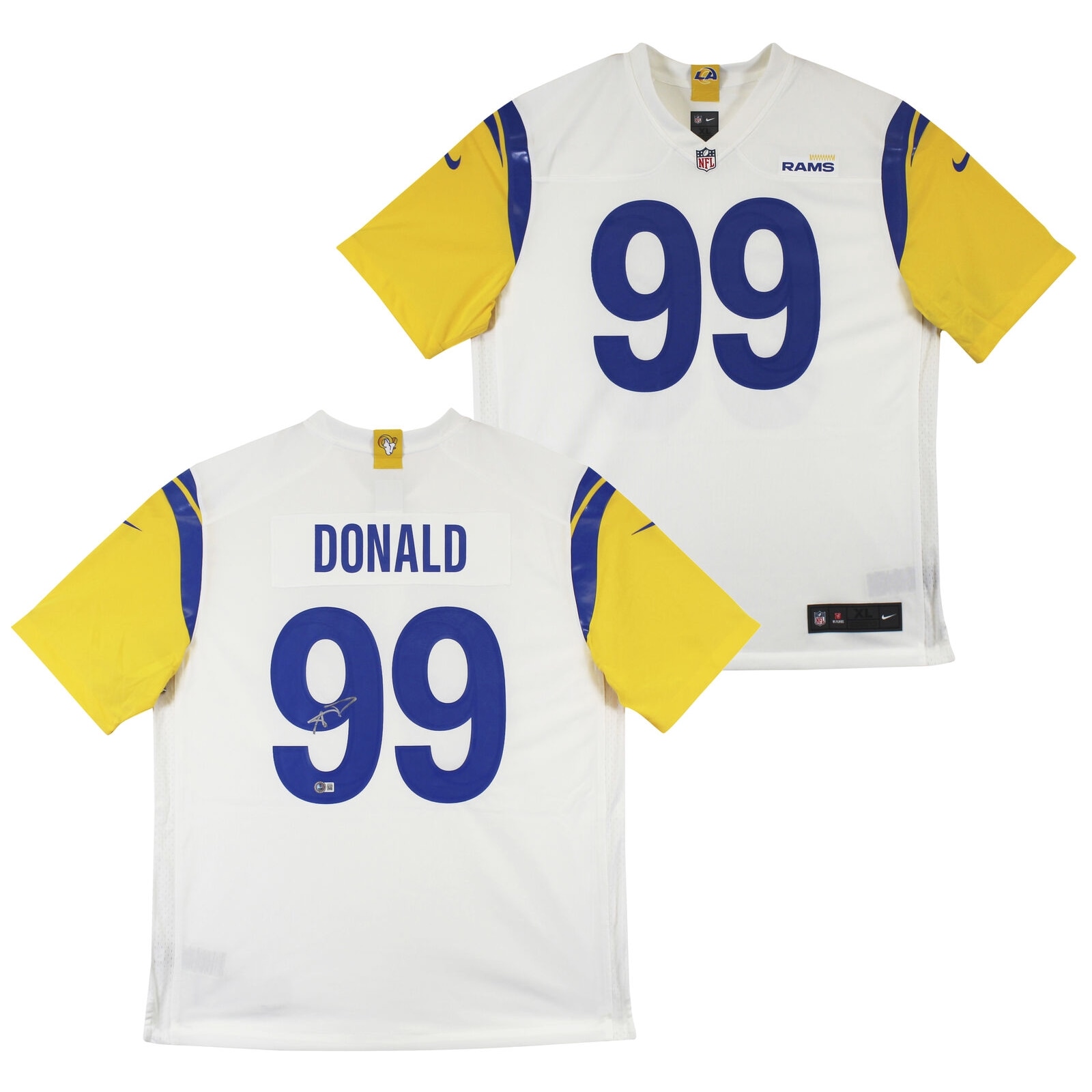 Rams Aaron Donald Signed White Nike Game Jersey BAS Witnessed