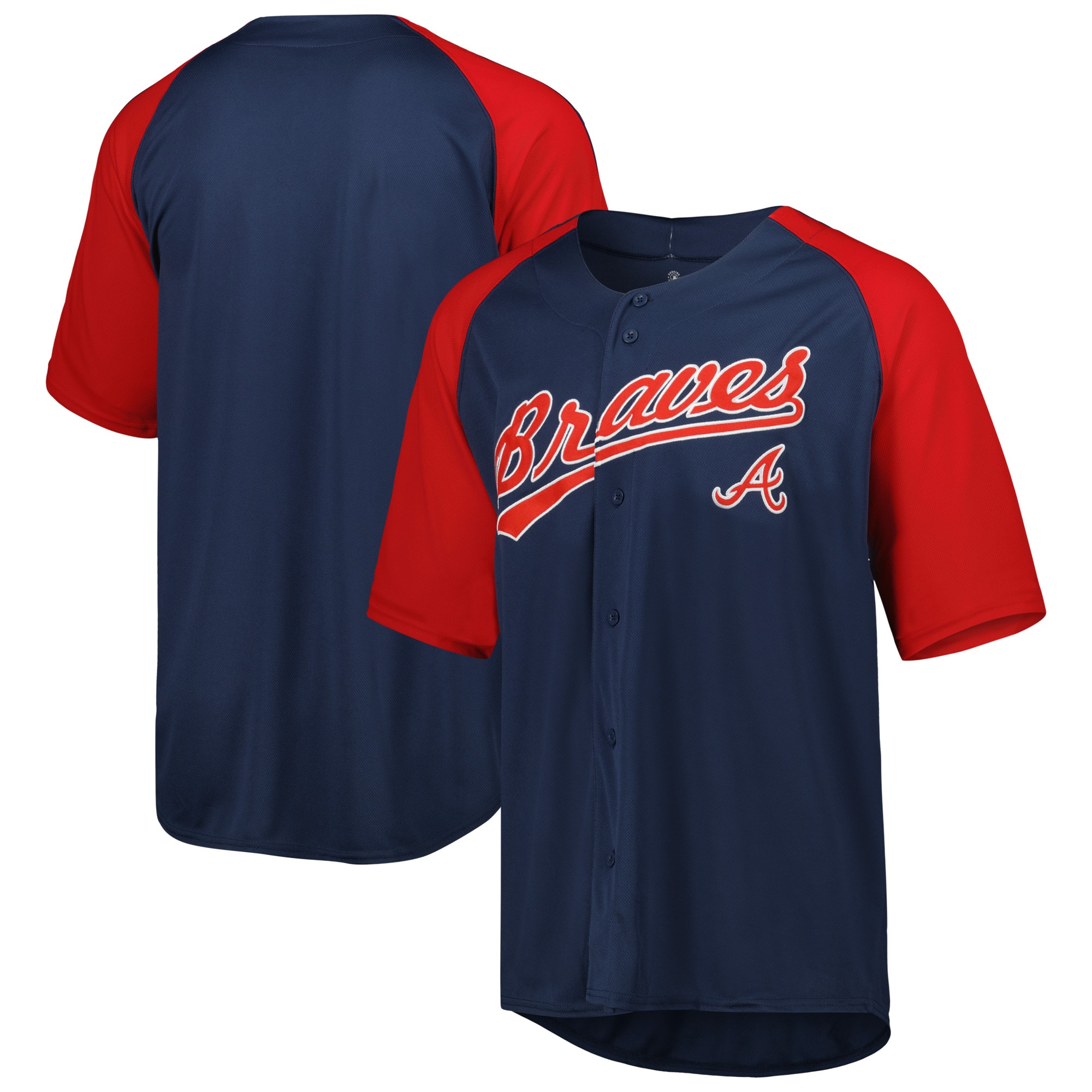 Atlanta Braves Stitches Navy Button-Down Raglan Fashion Jersey