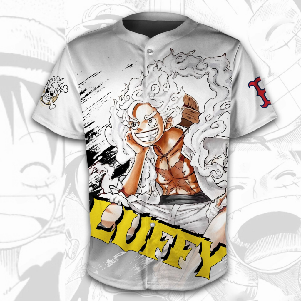 Boston Red Sox x One Piece Luffy Gear 5 Joy Boy Awakening Baseball Jersey