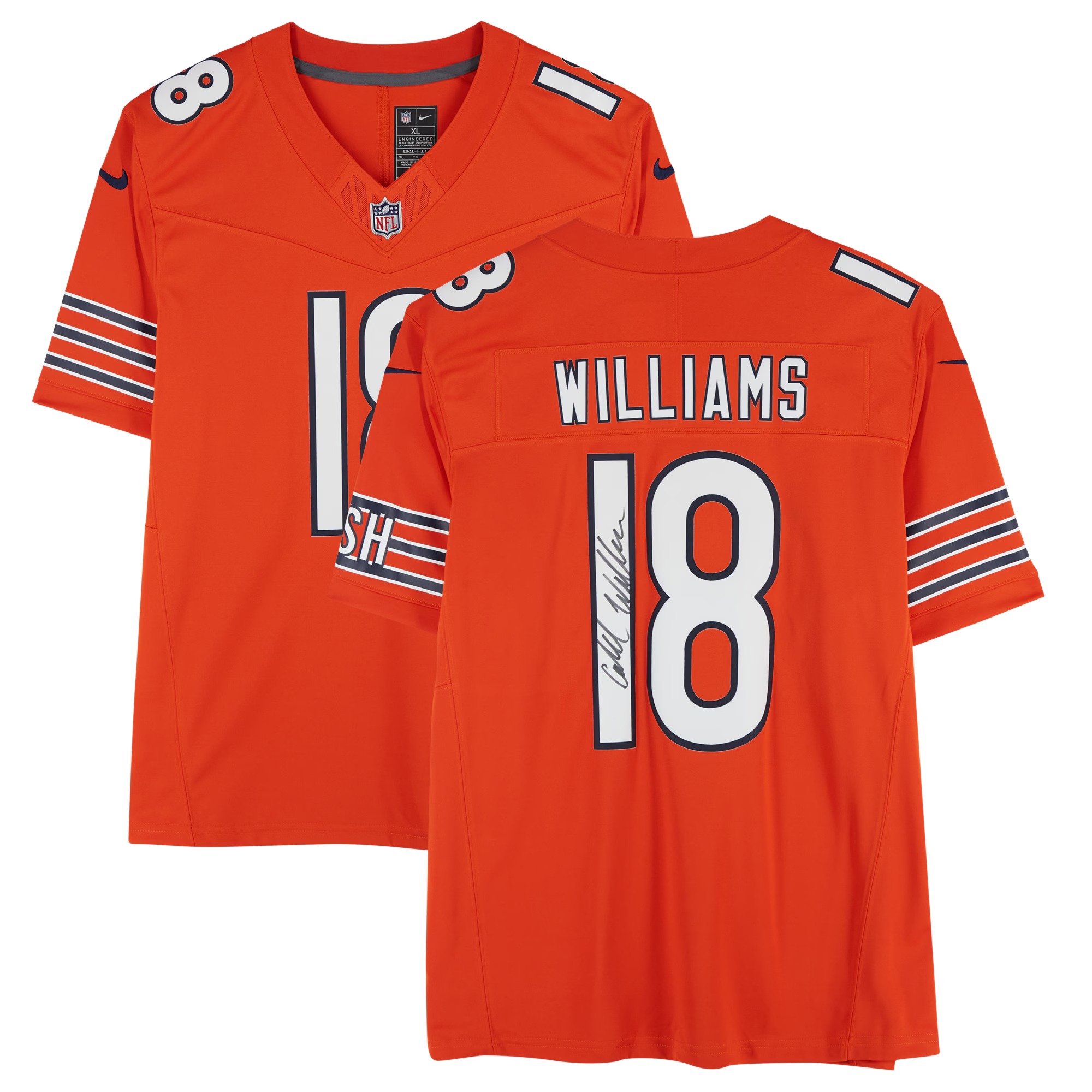 Caleb Williams Chicago Bears Autographed Orange Nike Jersey