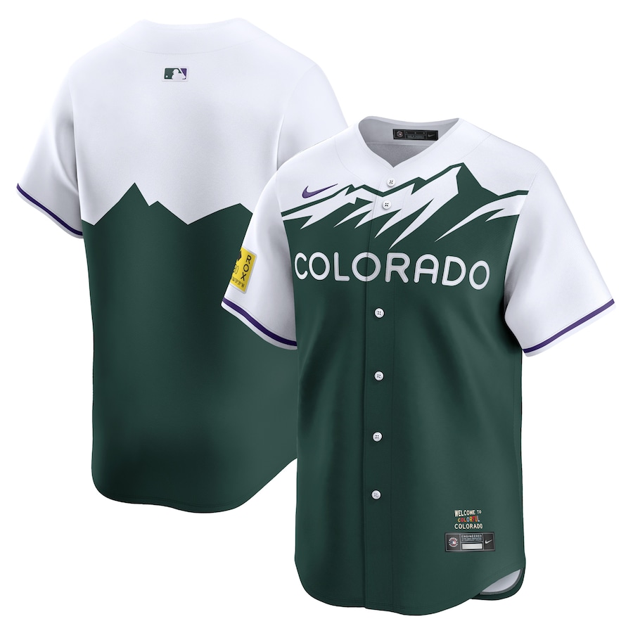 Nike Colorado Rockies Youth Green City Connect Limited Jersey.